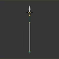 Fantasy Weapon Sword With Silver Blade Green Hilt And Golden Star Shaped Guard