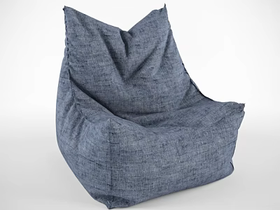 Comfortable Blue Bean Bag Chair With Soft Linen Fabric For Living Room Use 3d model