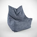 Comfortable Blue Bean Bag Chair With Soft Linen Fabric For Living Room Use