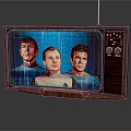 Vintage Television Displaying Star Trek Characters on Classic Screen