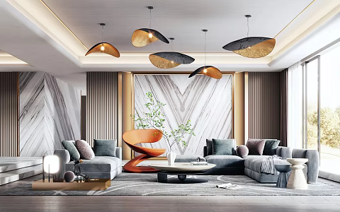 modern living room 3d model