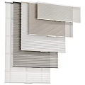 Light Colored Textured Roman Blinds With Layered Designs For Home Window Decor 3d model