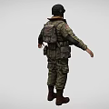 Detailed Game and Movie Military Character Wearing Green Uniform Helmet and Tactical Gear