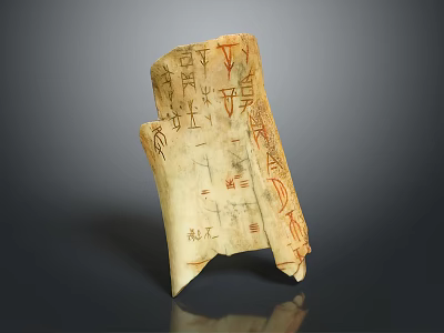 Artistic Decorative Ornament Set With Oracle Bone Inscriptions Ancient Chinese Characters Bone Craft Design 3d model