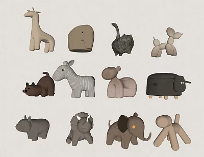 Modern sofa stool children plush toy animal sofa stool modeling chair 3d model