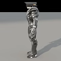 Game and Movie Robot Character with Metallic Armor Glowing Blue Eyes Chest Core