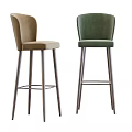 Modern Gray Bar Stools With Fabric Seats Metal Legs High Back And Cross Support