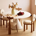 Modern Cream Style Dining Table and Chair 3d model