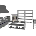 Stainless Steel Commercial Kitchen Equipment With Range Hood Shelves And Worktables