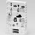 Industrial Style Bookshelf with Metal Frame Wooden Drawers Books and Decorative Lamps