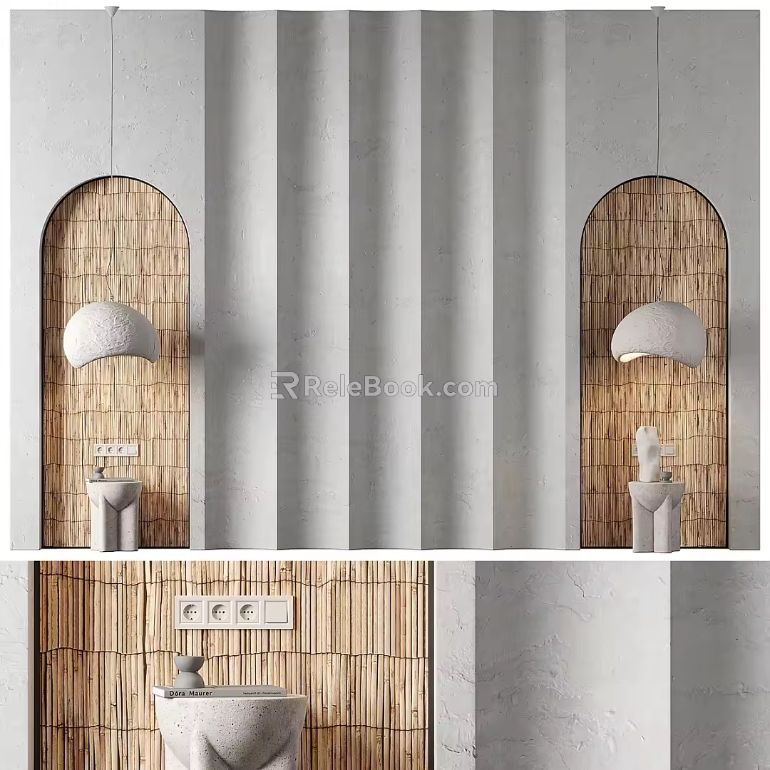 Quiet bed background wall 3d model