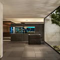 Modern Restaurant Interior With Wooden Bar Counter Open Layout And Large Windows