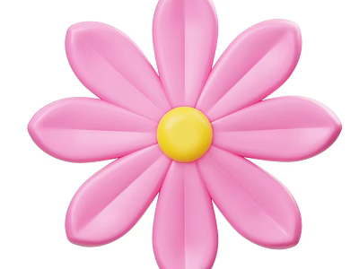 Vibrant Pink Flower With Yellow Center And Soft Petals Design 3d model