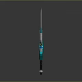 Fantasy Style Decorative Sword With Blue Green Blade And Golden Hilt Details