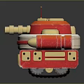 Futuristic Weapon With Red Gold White Metallic Turret Cannon And Missile Launcher