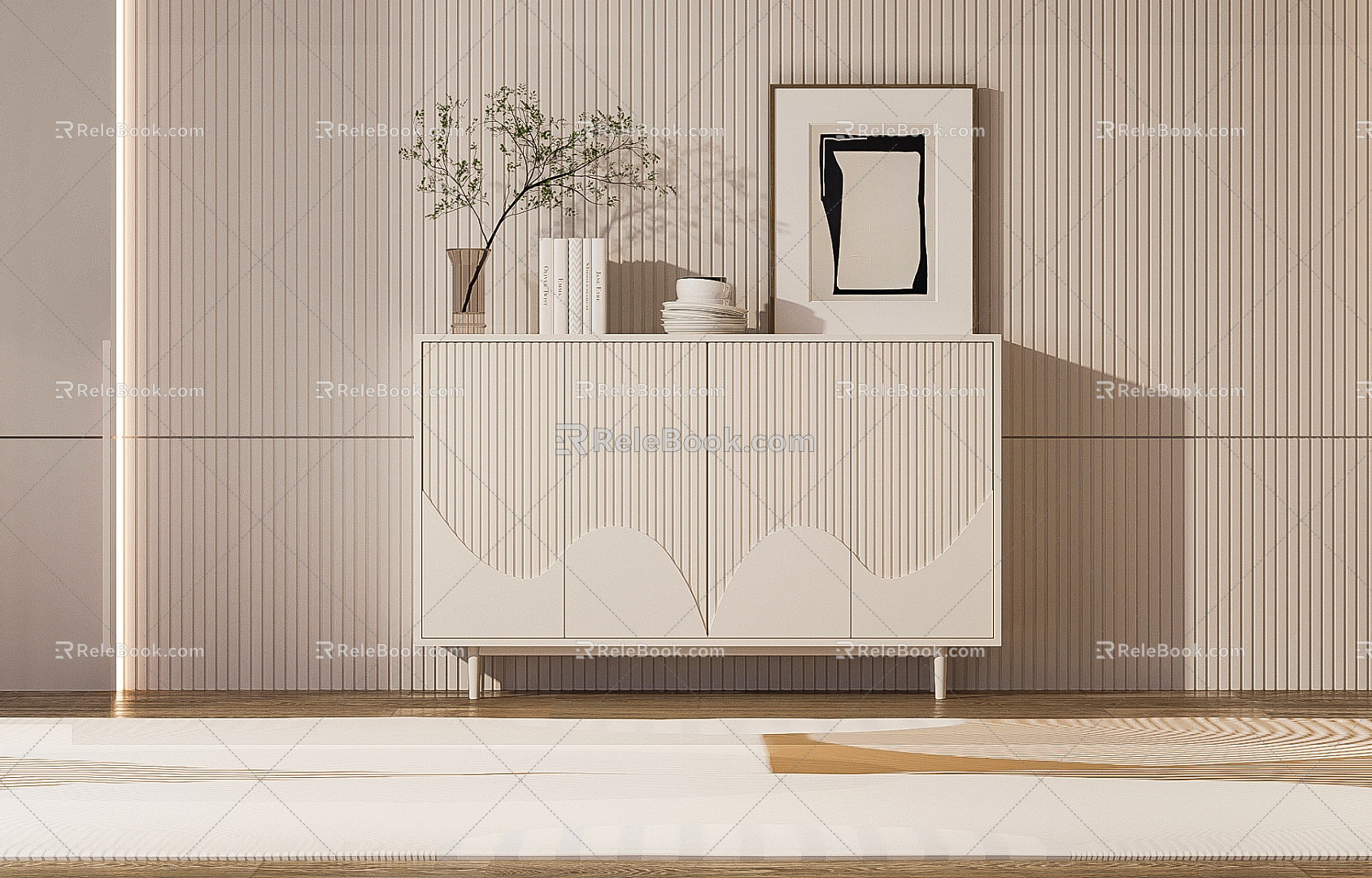 Modern Side Cabinet Simple Cream Side Cabinet Sideboard Low Cabinet End View Cabinet Storage Cabinet Entrance Cabinet 3d model