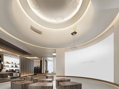 Modern Minimalist Italian Light Luxury Home Furnishing Exhibition Hall Supermarket Intelligent Lighting Experience Store Video Room 3d model