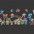 Colorful Robot Toys Collection Featuring Various Action Figures And Mechanical Parts