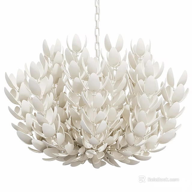 Elegant Modern White Leaf Shaped Ceiling Light For Home Interior 3d model 
