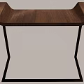 Modern Walnut Wooden Desk With Black Metal Frame And Simple Structure