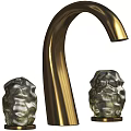 Brushed Gold Modern Bathroom Faucet With Sleek Knobs And Polished Finish 3d model