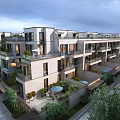 Aerial Planning of Modern Townhouses with Green Terraces and Organized Layout
