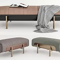 Modern bed end stool sofa stool combination 3d model