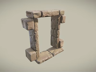 Stone Frame Structure Made With Stacked Rough Stone Blocks In Square Shape 3d model