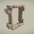 Stone Frame Structure Made With Stacked Rough Stone Blocks In Square Shape