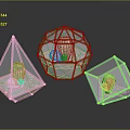 Scenic Green Plant Landscapes Inside Transparent Geometric Glass Structures On Reflective Surface