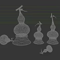 Gourd Shaped Decorative Ornament Set With Wooden Base And Various Sizes