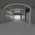 Sleek Modern Office Elevator Corridor With Smooth Metallic Surfaces Linear Lights And Corporate Logo