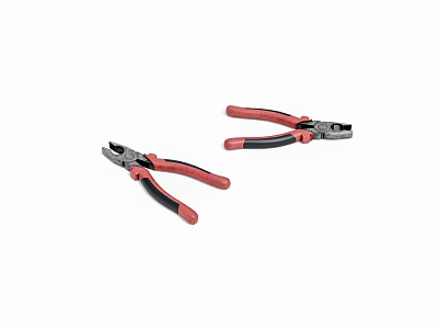 Two Different Types Professional Hardware Tools Pliers With Red And Black Handles 3d model