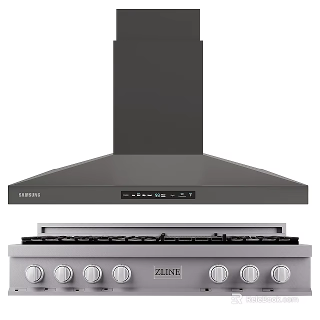Modern Kitchen Appliances With Samsung Range Hood And ZLINE Gas Stove 3d model 