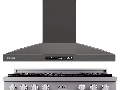 Modern Kitchen Appliances With Samsung Range Hood And ZLINE Gas Stove 3d model