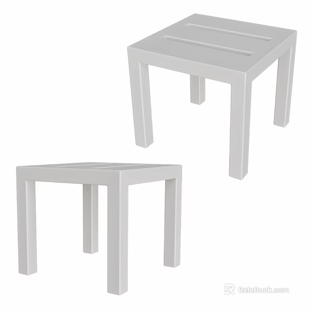 Two White Stools With Modern Minimal Design And Simple Structure For Home Decor 3d model