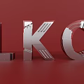 3D Metallic L K O Letters Design On Red Background With Modern Sleek Look