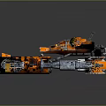 Orange Black Sci Fi Mechanical Structure Featuring Complex Components And Dual Long Sections 3d model