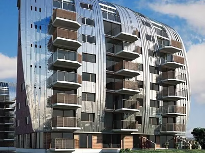 Modern Curved Office Building With Glass Facade Balconies And Contemporary Exterior Design 3d model