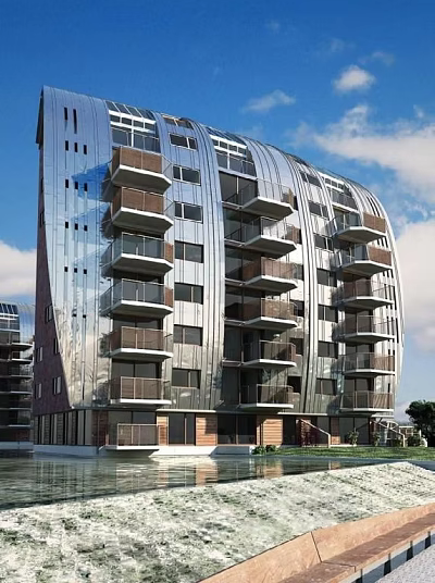 Modern Curved Office Building With Glass Facade Balconies And Contemporary Exterior Design 3d model