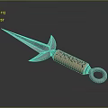 Decorative Dagger With Sharp Fish Fin Blade Copper Handle Intricate Patterns And Ring Pommel