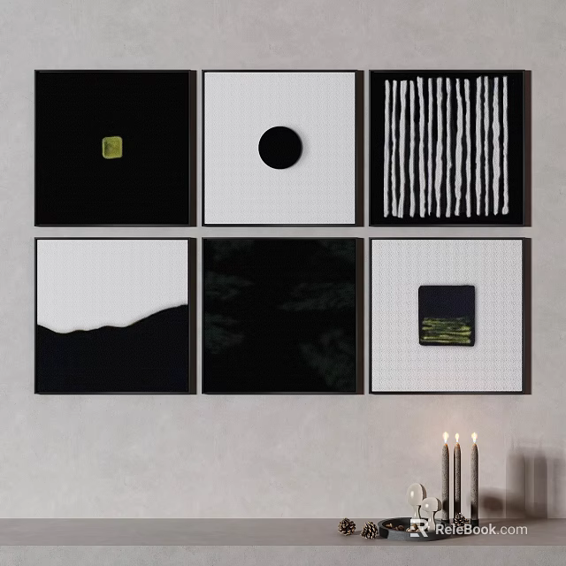 Minimalist Abstract Wall Art Collection With Black White And Geometric Design Elements 3d model
