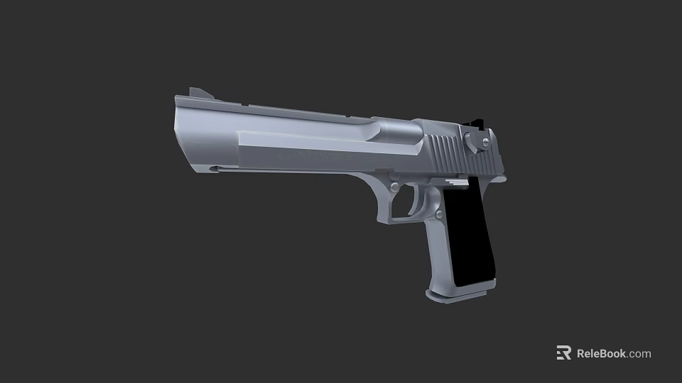 Silver Pistol 3D Model with Black Grip and Modern Sleek Design Details 3d model 