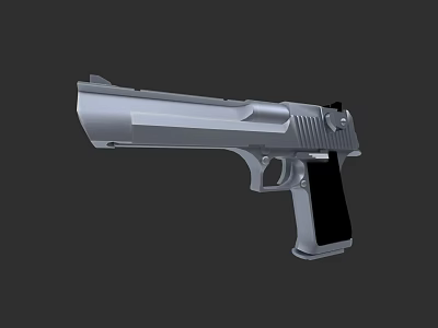 Silver Pistol 3D Model with Black Grip and Modern Sleek Design Details 3d model