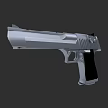 Silver Pistol 3D Model with Black Grip and Modern Sleek Design Details
