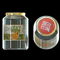 Canned Shui He Guo Fruit in Glass Jar with Golden Lid and Red Label