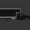 Black Box Truck With Closed Cargo Container And Commercial Transport Features