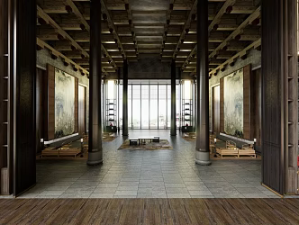 New Chinese Hall Hotel Lobby 3d model