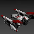 Futuristic White And Red Spaceship Flying In Starry Outer Space 3d model