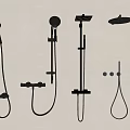 Black Modern Bathroom Shower Systems With Various Wall Mounted Styles 3d model